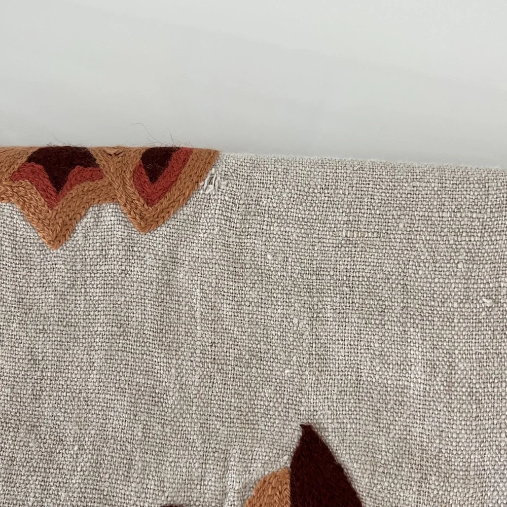 Williams Sonoma Crewel Embroidered Autumn Flowers Linen Placemats Set of 5